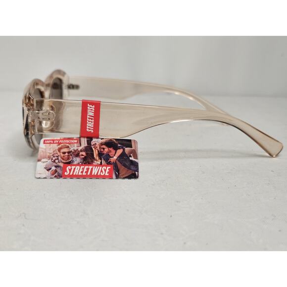 New Streetwise Elegance Rectangle Slick Modernist Clear Pink Sunglasses UV 400 - Picture 5 of 6